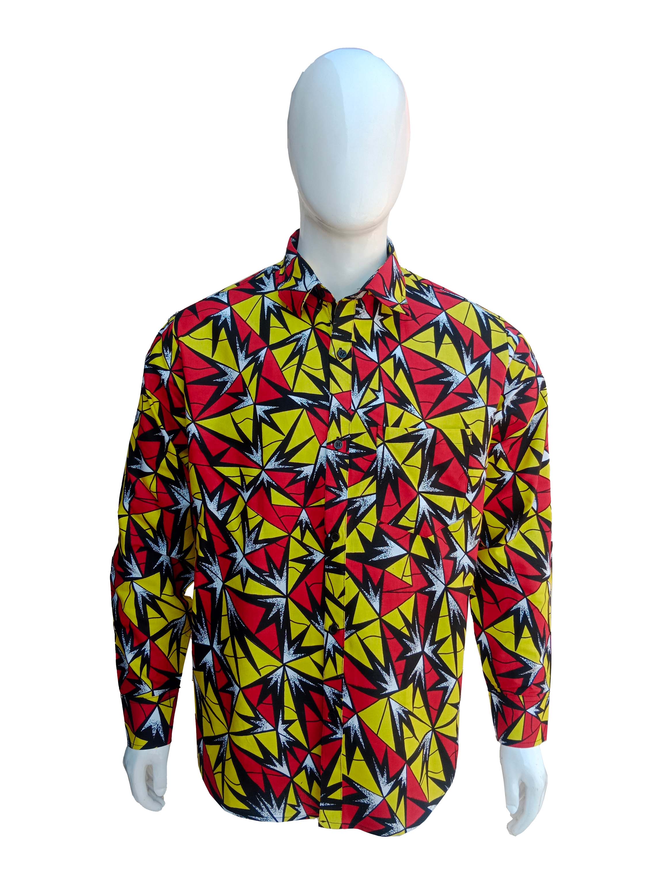 African Button Down Shirt for Men | Patch Pocket – Cotton Full Sleeve