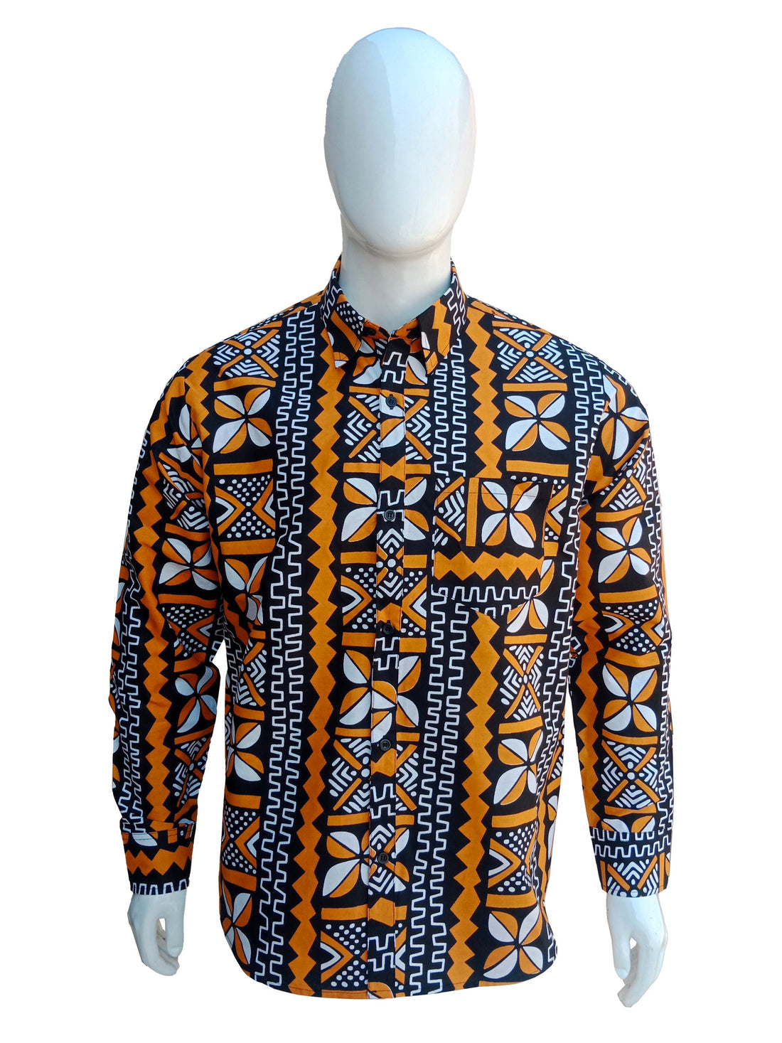 African Button Down Shirt for Men | Patch Pocket – Cotton Full Sleeve