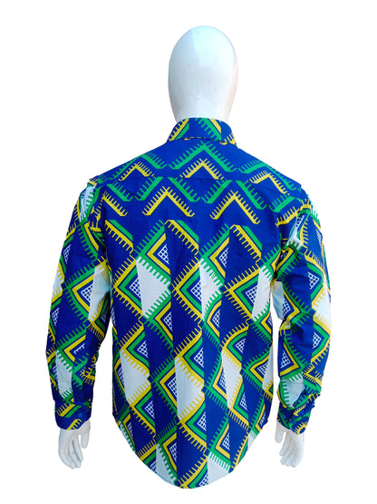 African Button Down Shirt for Men | Patch Pocket – Cotton Full Sleeve