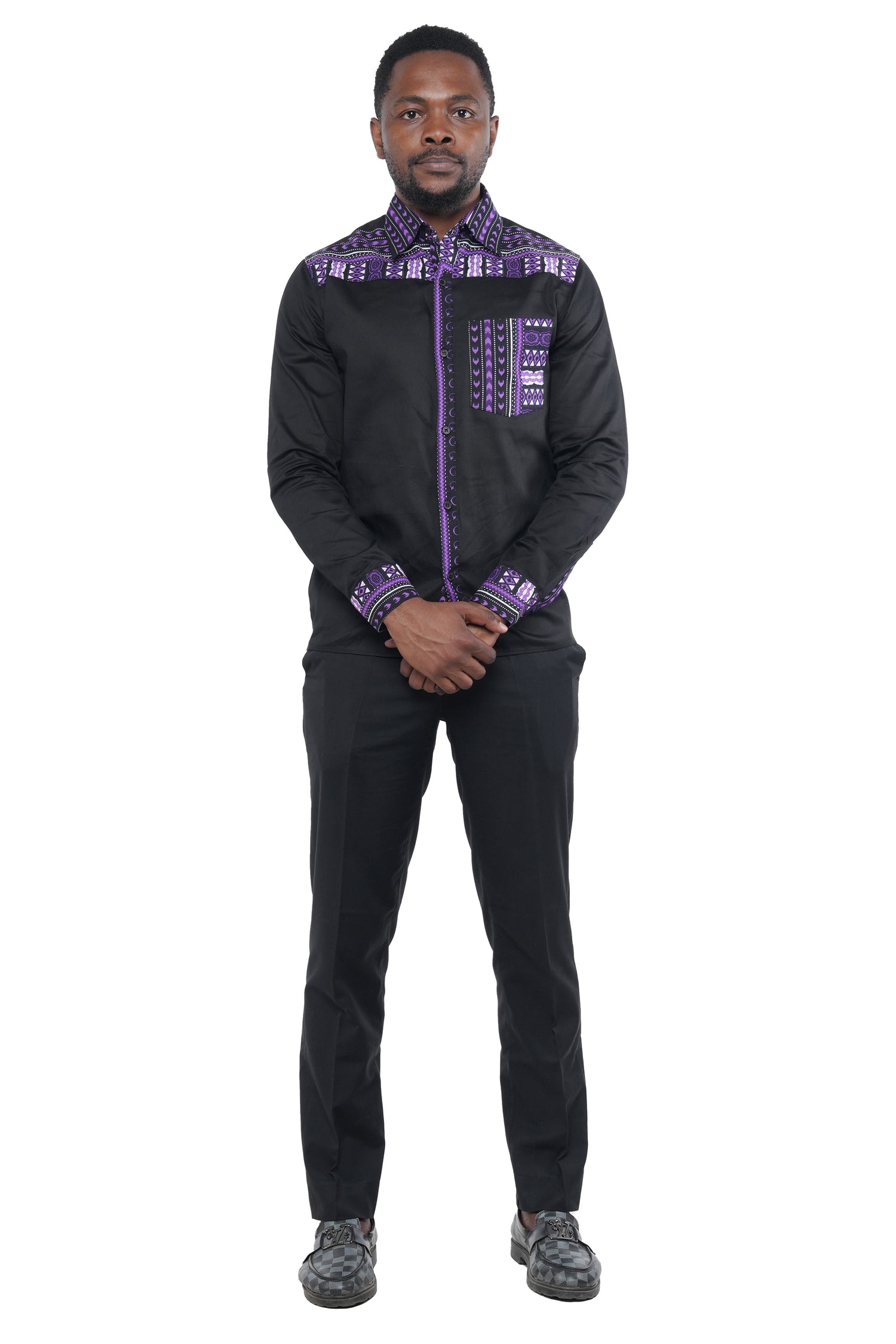 African Button Down Shirt for Men | Patch Pocket – Cotton full Sleeve