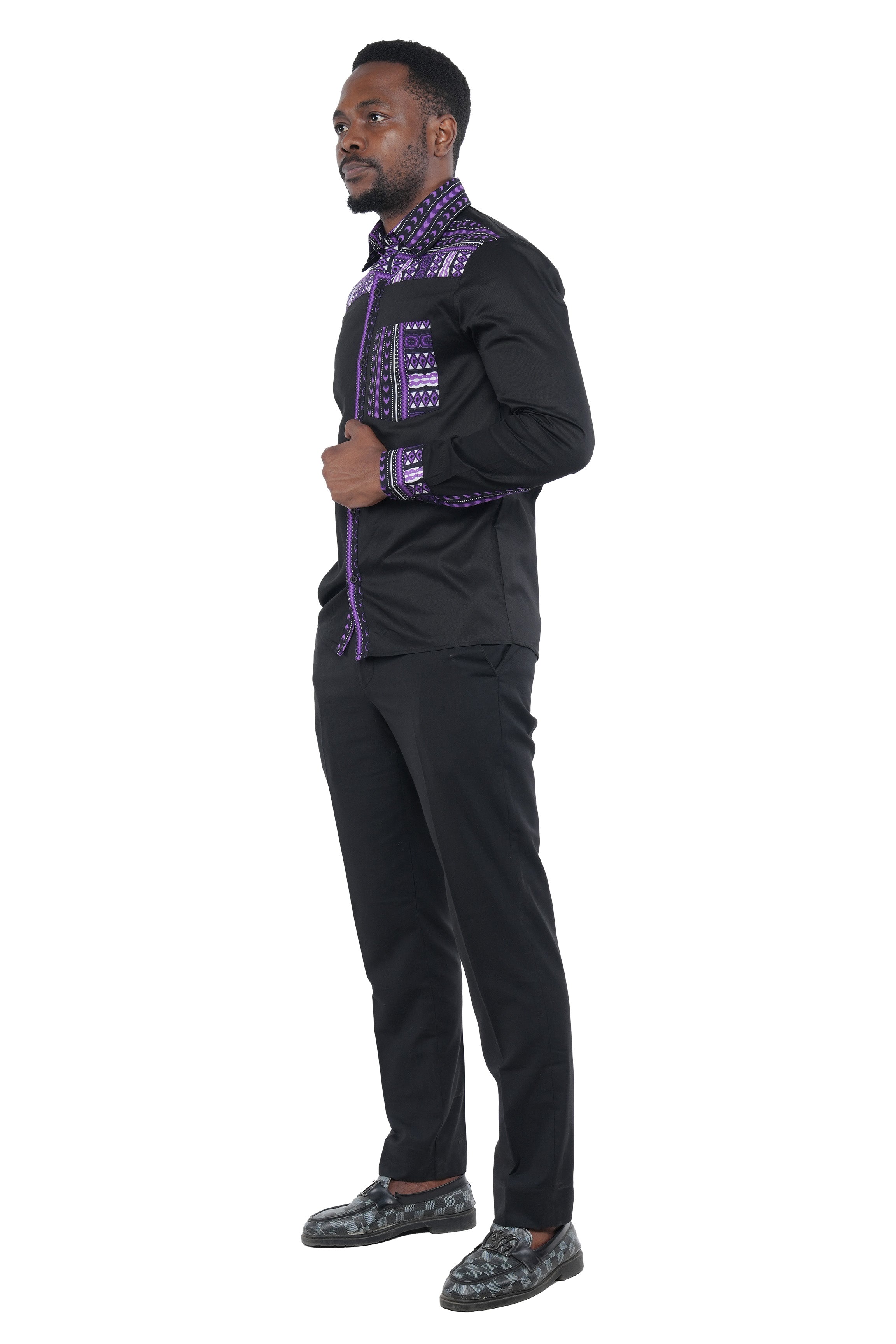 African Button Down Shirt for Men | Patch Pocket – Cotton full Sleeve