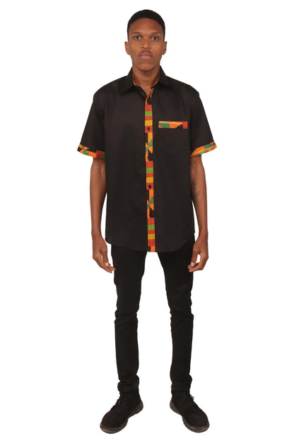 African Button Down Shirt for Men | Patch Pocket – Cotton Short Sleeve Top 5XL
