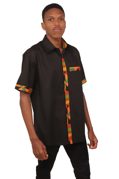 African Button Down Shirt for Men | Patch Pocket – Cotton Short Sleeve Top 5XL