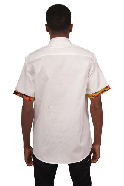 African Button Down Shirt for Men | Patch Pocket – Cotton Short Sleeve Top