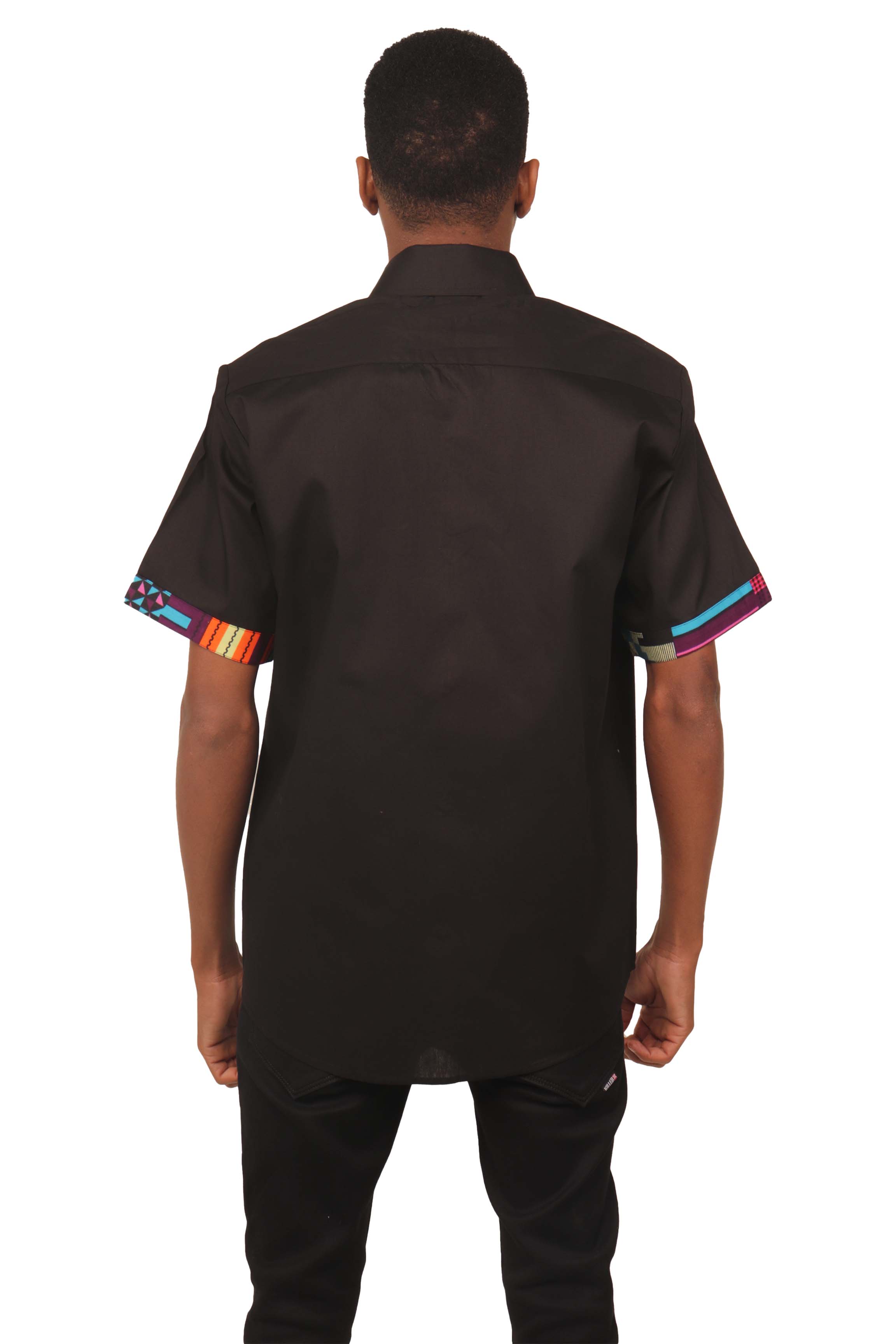 African Button Down Shirt for Men | Patch Pocket – Cotton Short Sleeve Top