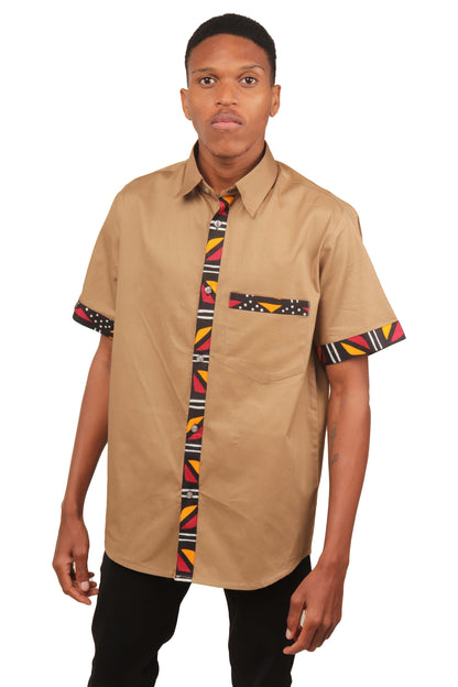 African Button Down Shirt for Men | Patch Pocket – Cotton Short Sleeve Top 5XL