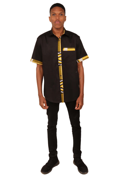 African Button Down Shirt for Men | Patch Pocket – Cotton Short Sleeve Top 5XL