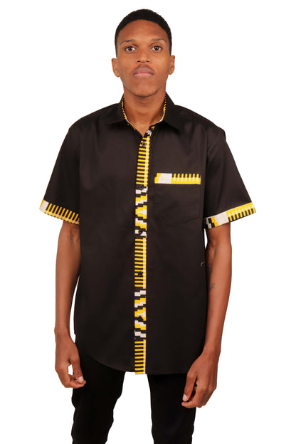 African Button Down Shirt for Men | Patch Pocket – Cotton Short Sleeve Top 5XL