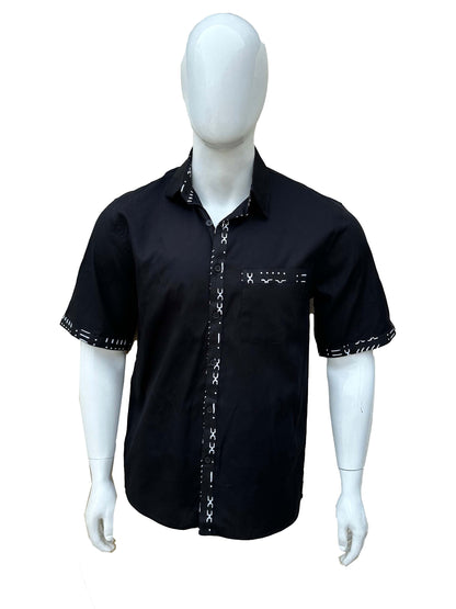 African Button Down Shirt for Men | Patch Pocket – Cotton Short Sleeve Top 5XL