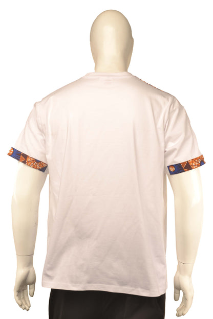 African Trim Short Sleeve T-Shirt for Men – 100% Cotton Dashiki Patch Top, African Clothing, Casual Ethnic Wear, Same Day Shipping