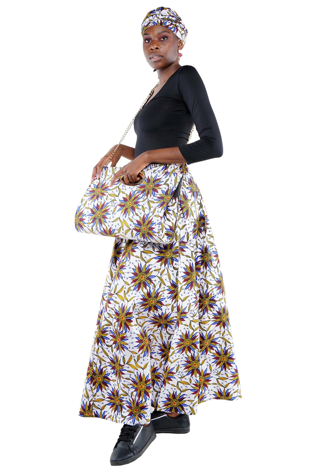 African Long Maxi Skirt With Handbag