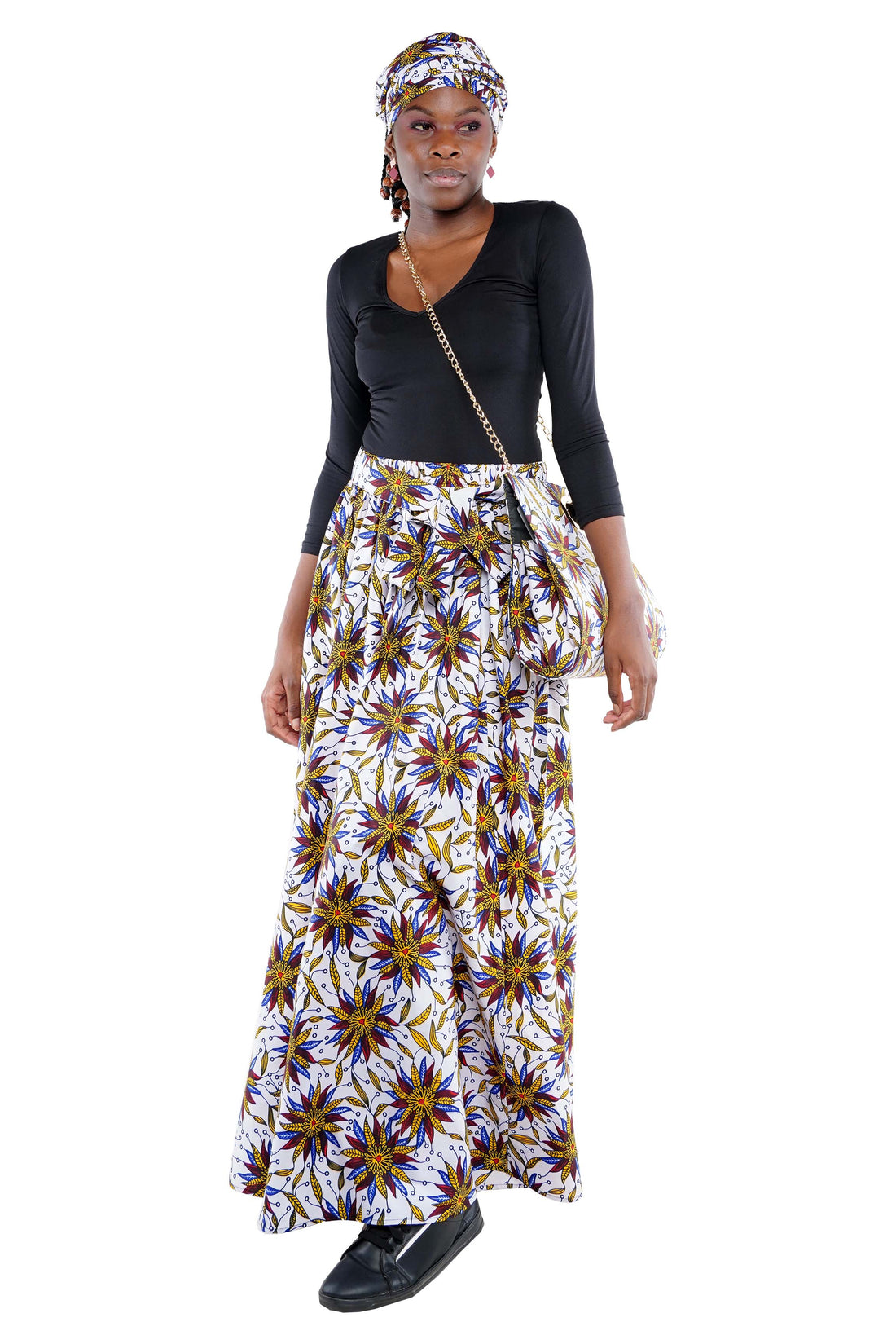 African Long Maxi Skirt With Handbag