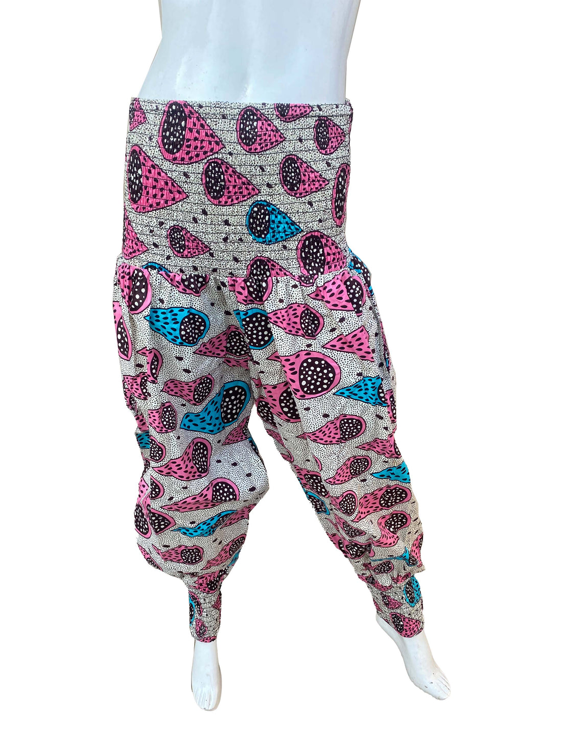 African Smocked Waist Harem Pants 100% Cotton with Pockets &amp; Head Wrap One Size (Copy)