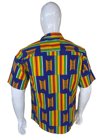 African Button Down Shirt for Men | Patch Pocket – Cotton Short Sleeve Top