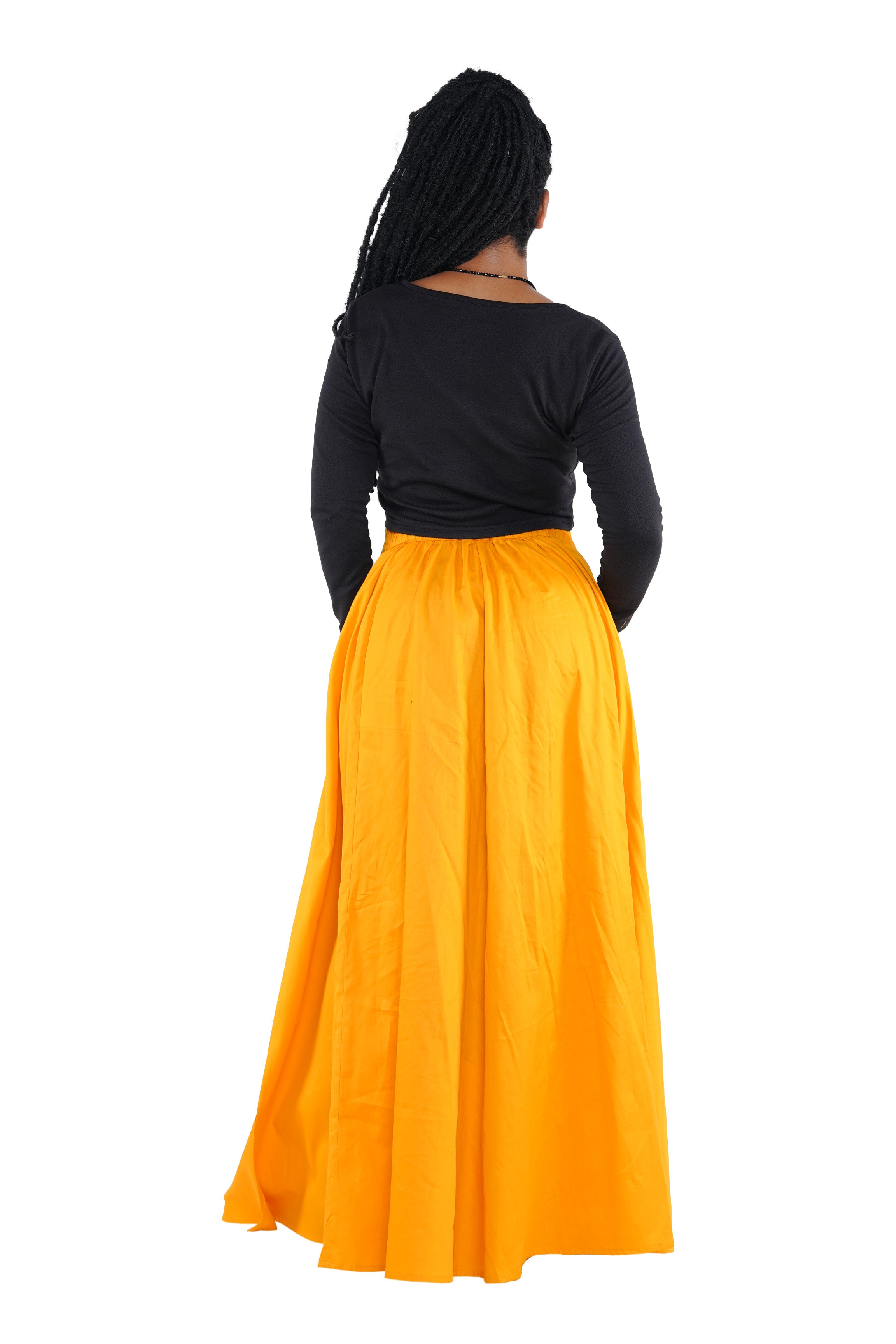 African Long Maxi Skirt 100% Cotton w/ Pockets &amp; Headwrap One Size 41” Length