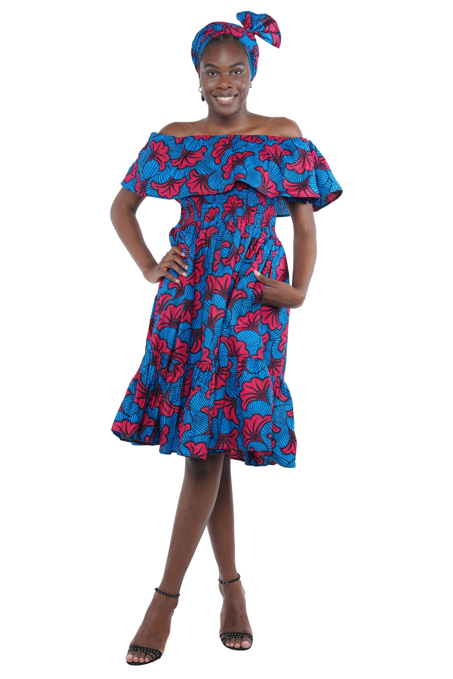 Ankara Fit and Flare Short Dress