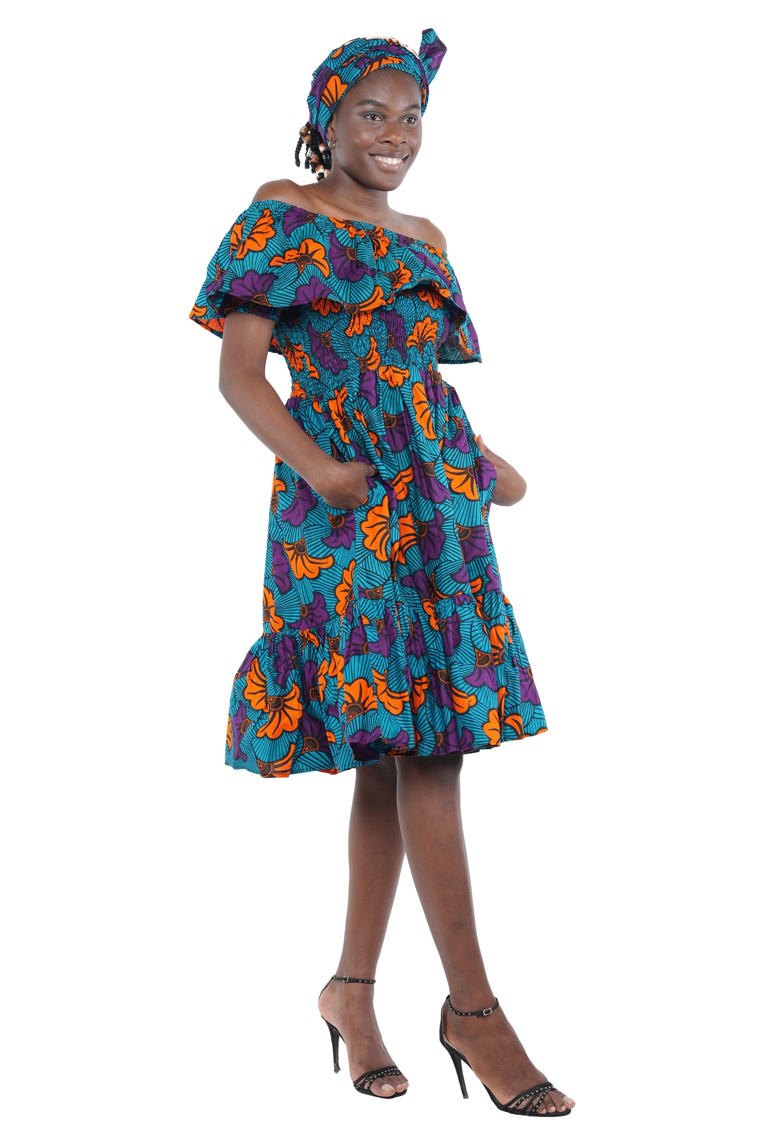 Ankara Fit and Flare Short Dress