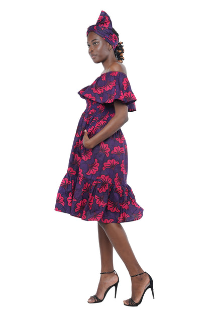 Ankara Fit and Flare Short Dress