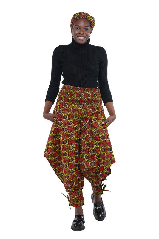 African Smoked Harem Pants With Ties