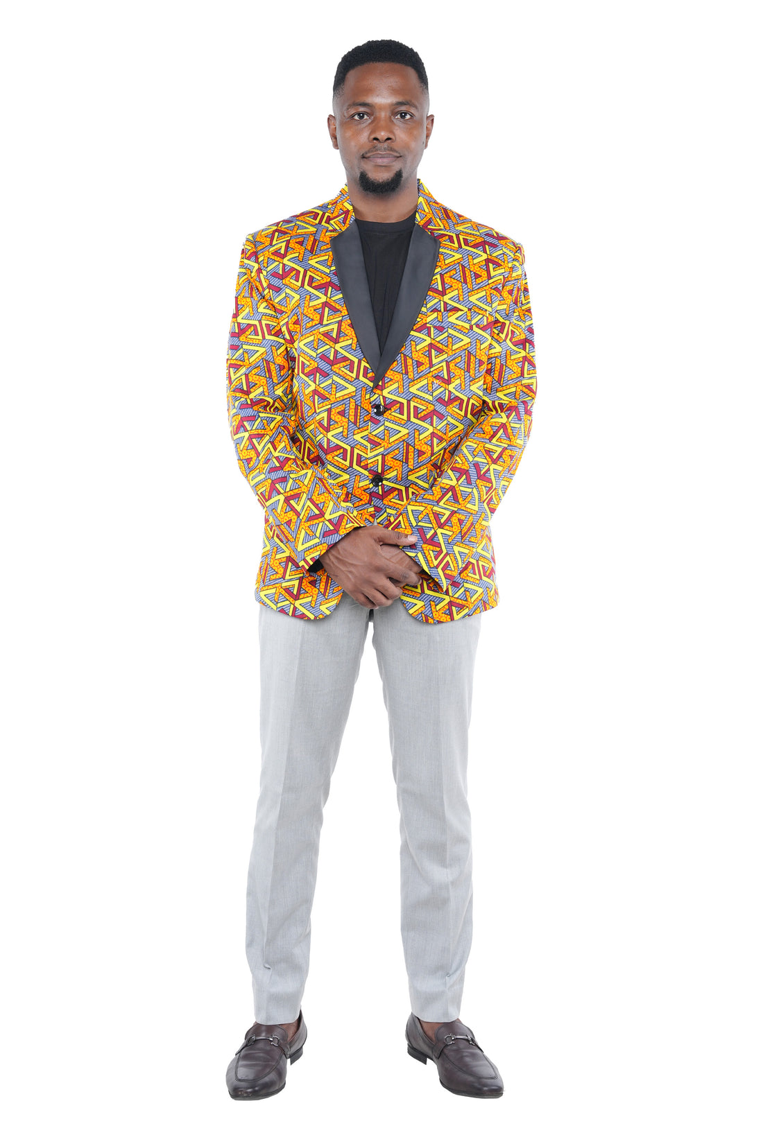 African Print Blazer Jacket for Men, 100% Cotton, Lined, Traditional Dashiki