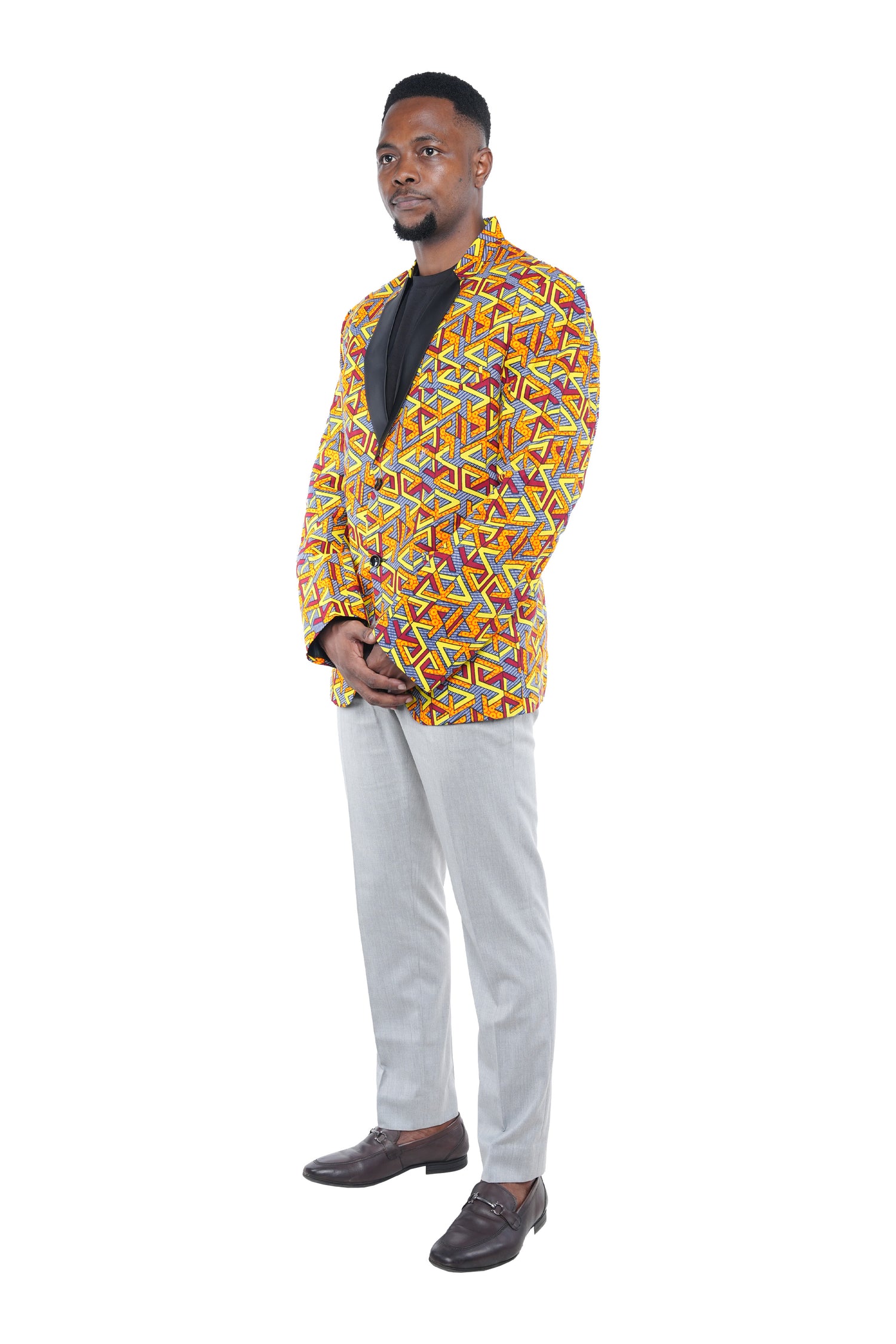 African Print Blazer Jacket for Men, 100% Cotton, Lined, Traditional Dashiki