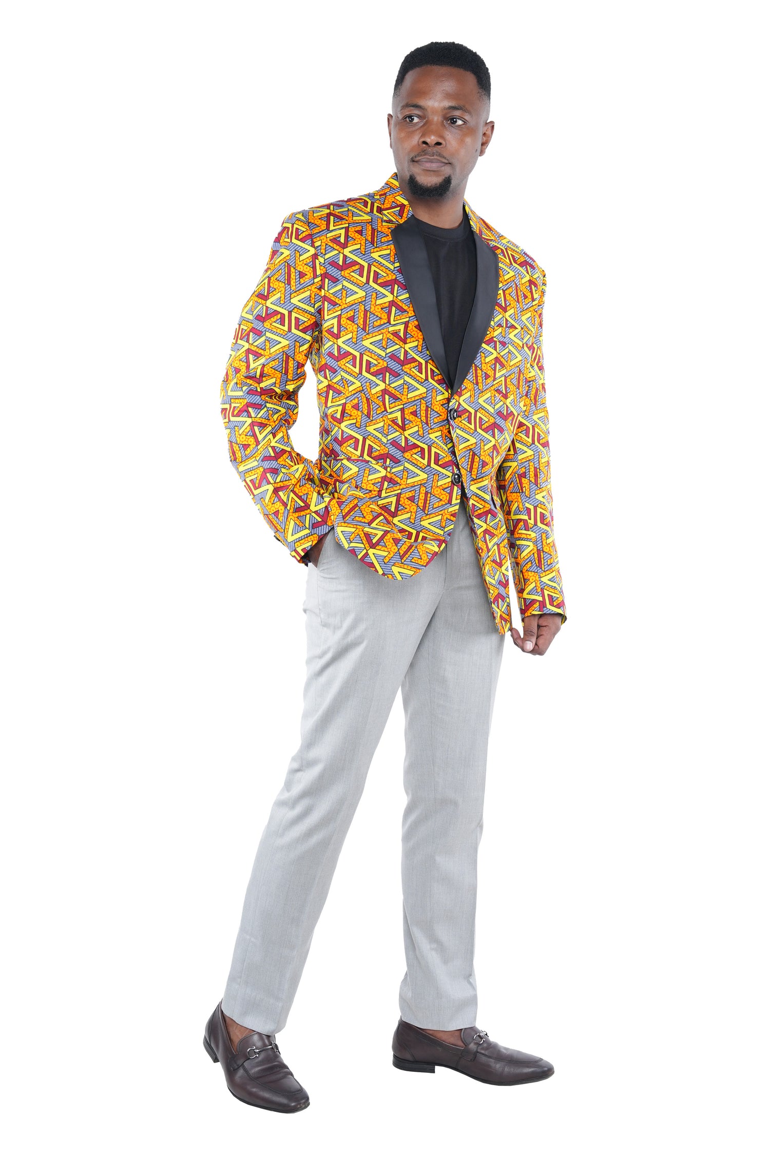 African Print Blazer Jacket for Men, 100% Cotton, Lined, Traditional Dashiki