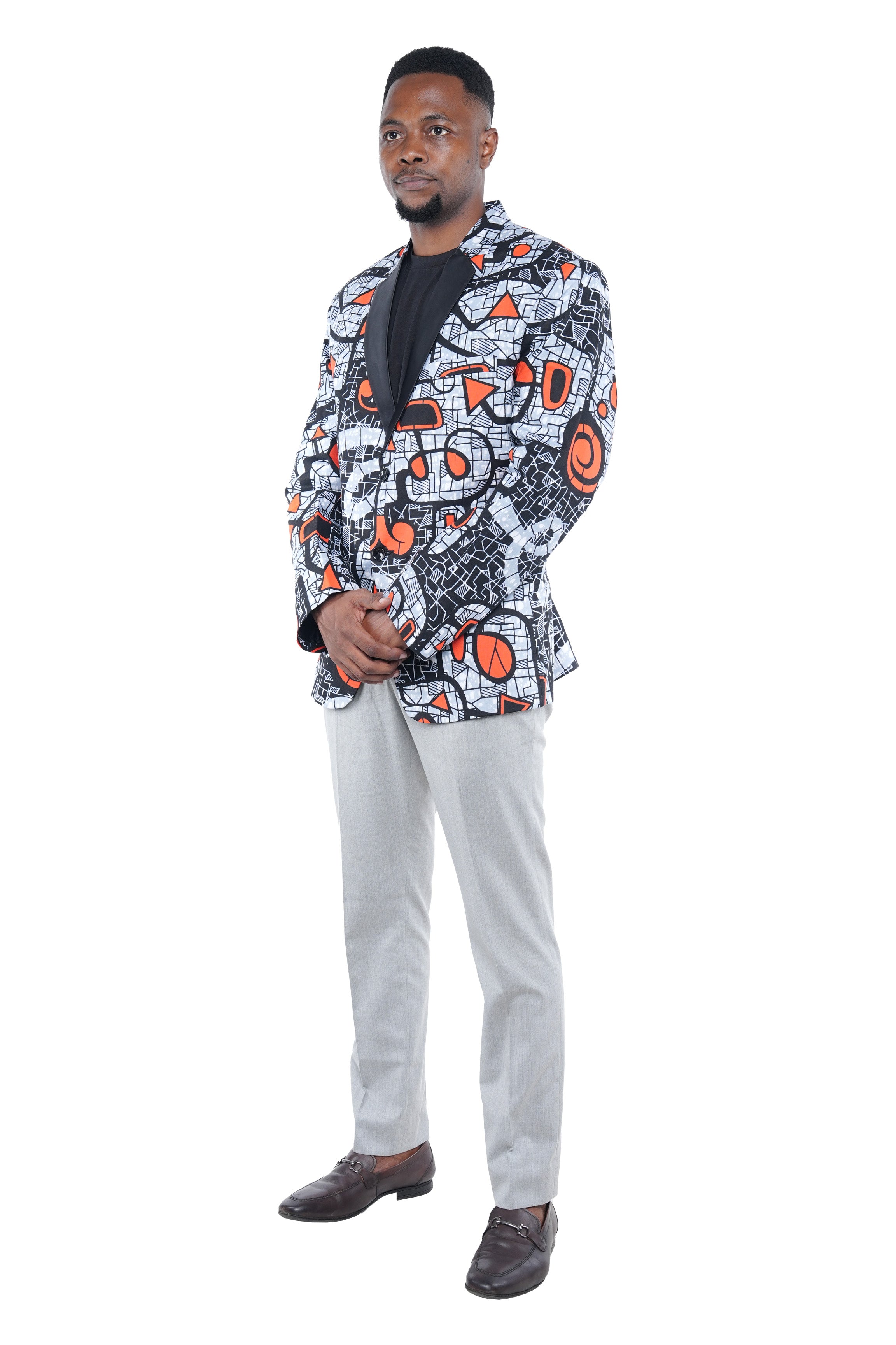 African Print Blazer Jacket for Men, 100% Cotton, Lined, Traditional Dashiki