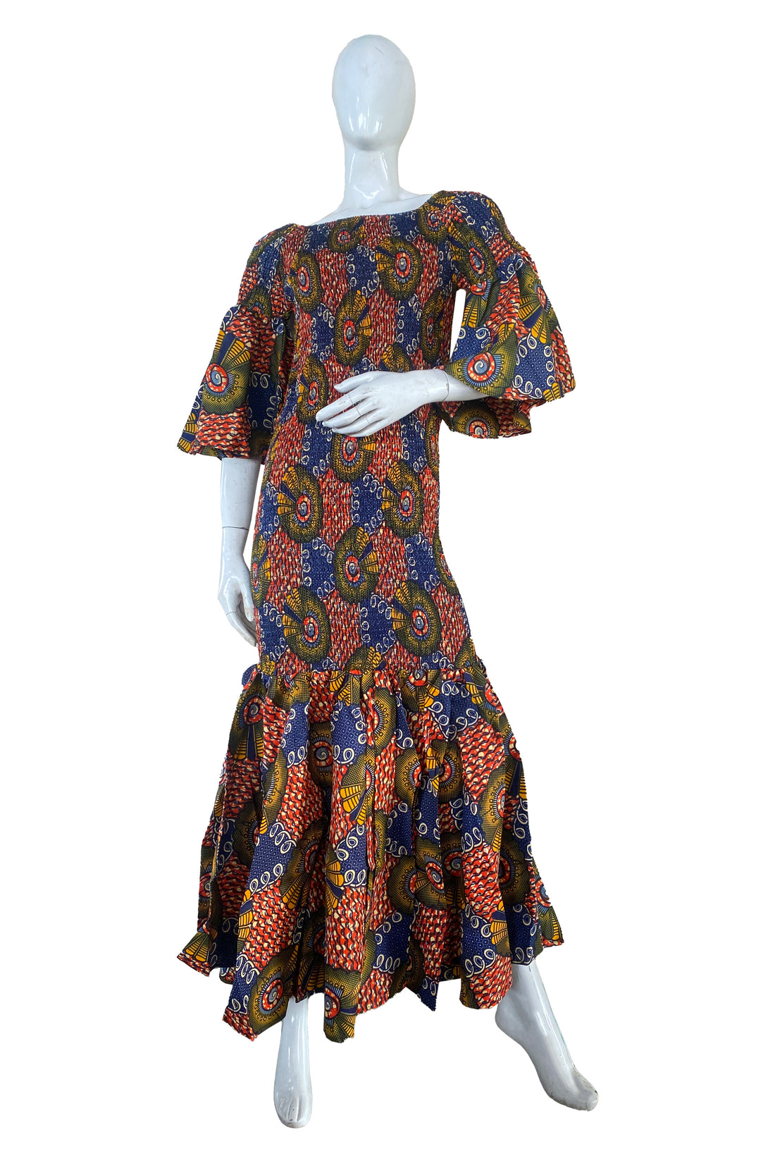 African Ankara Women Casual Long Smocked Mermaid/Fish Tail Dress