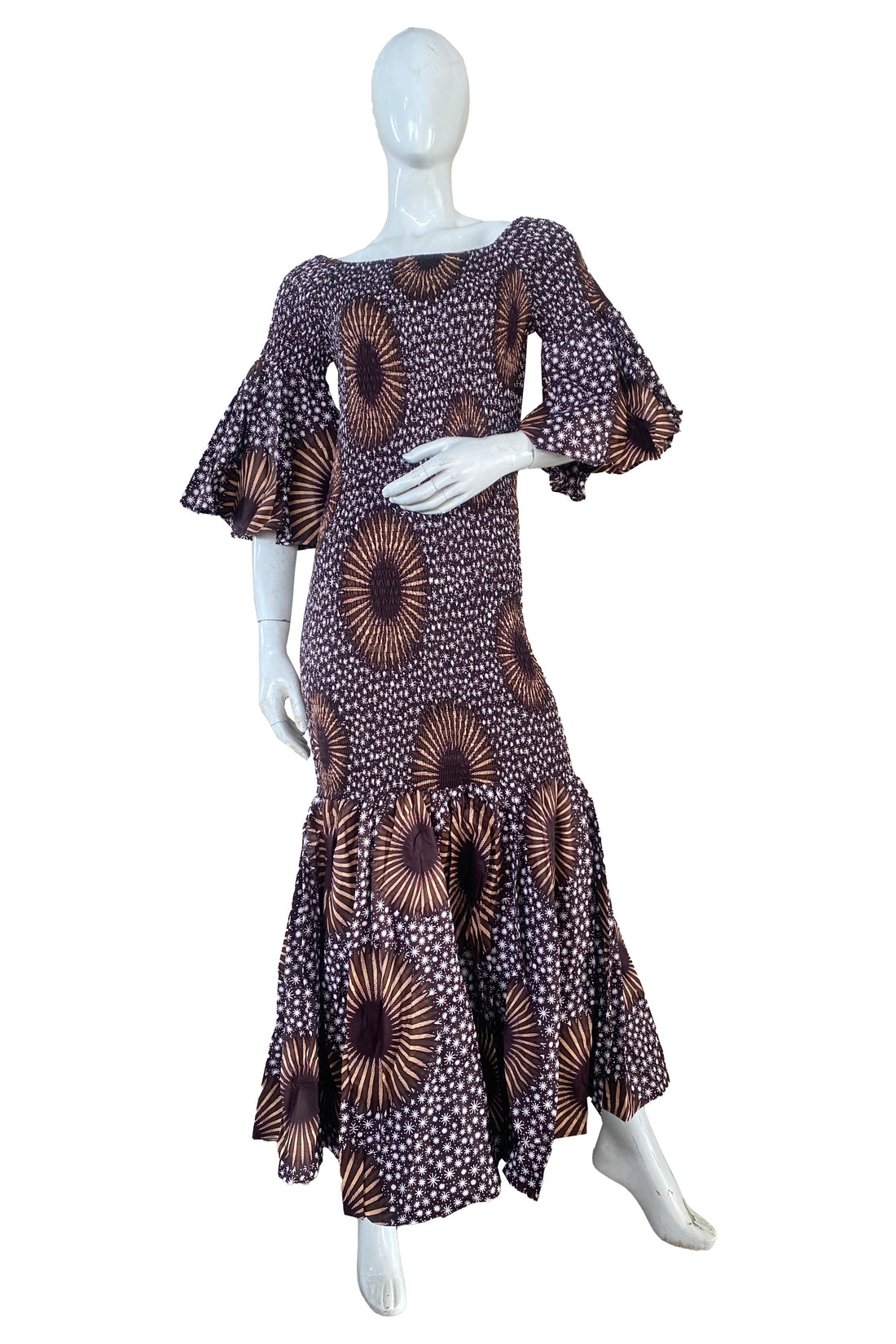 African Ankara Women Casual Long Smocked Mermaid/Fish Tail Dress