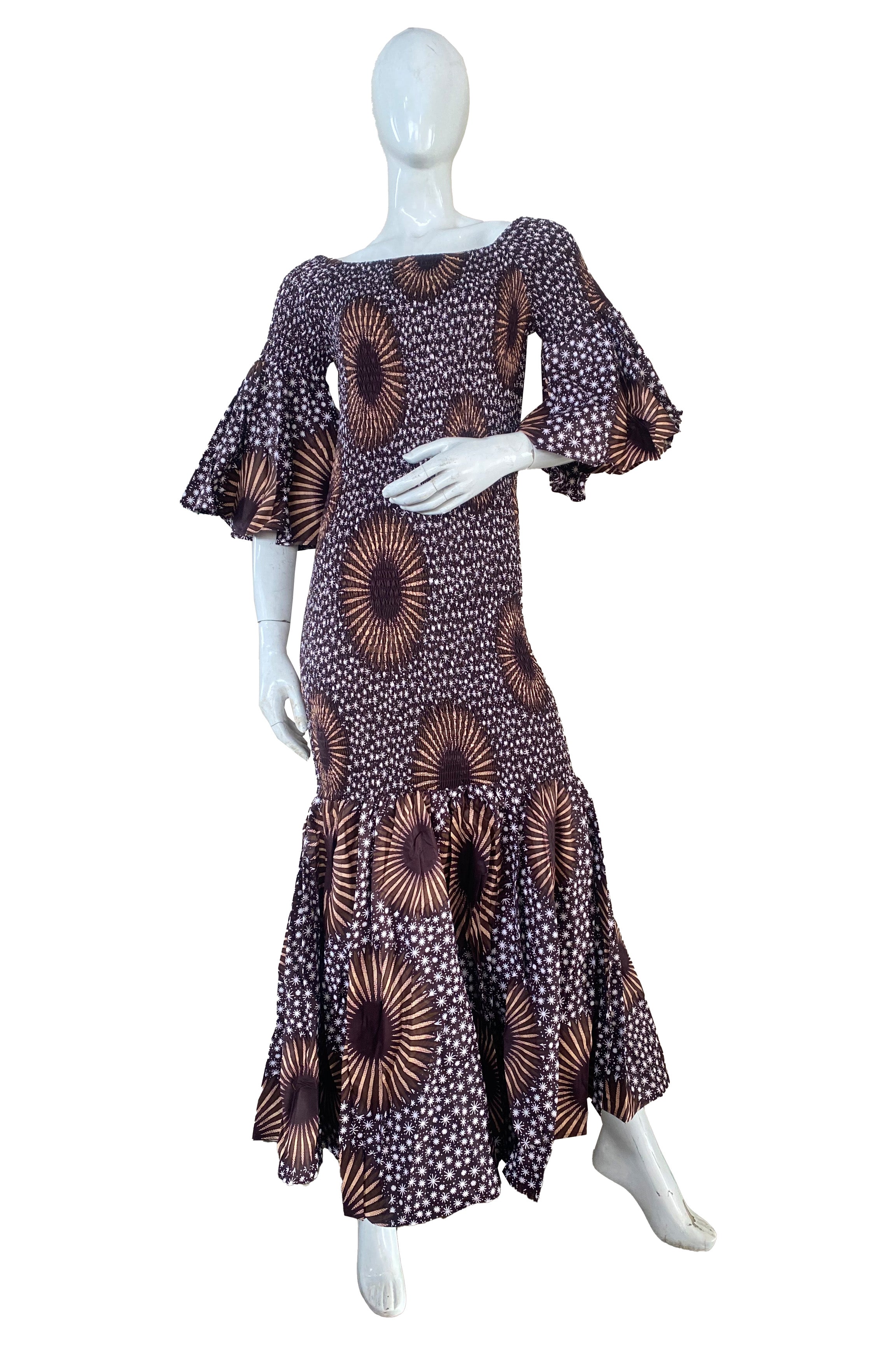 African Ankara Women Casual Long Smocked Mermaid/Fish Tail Dress
