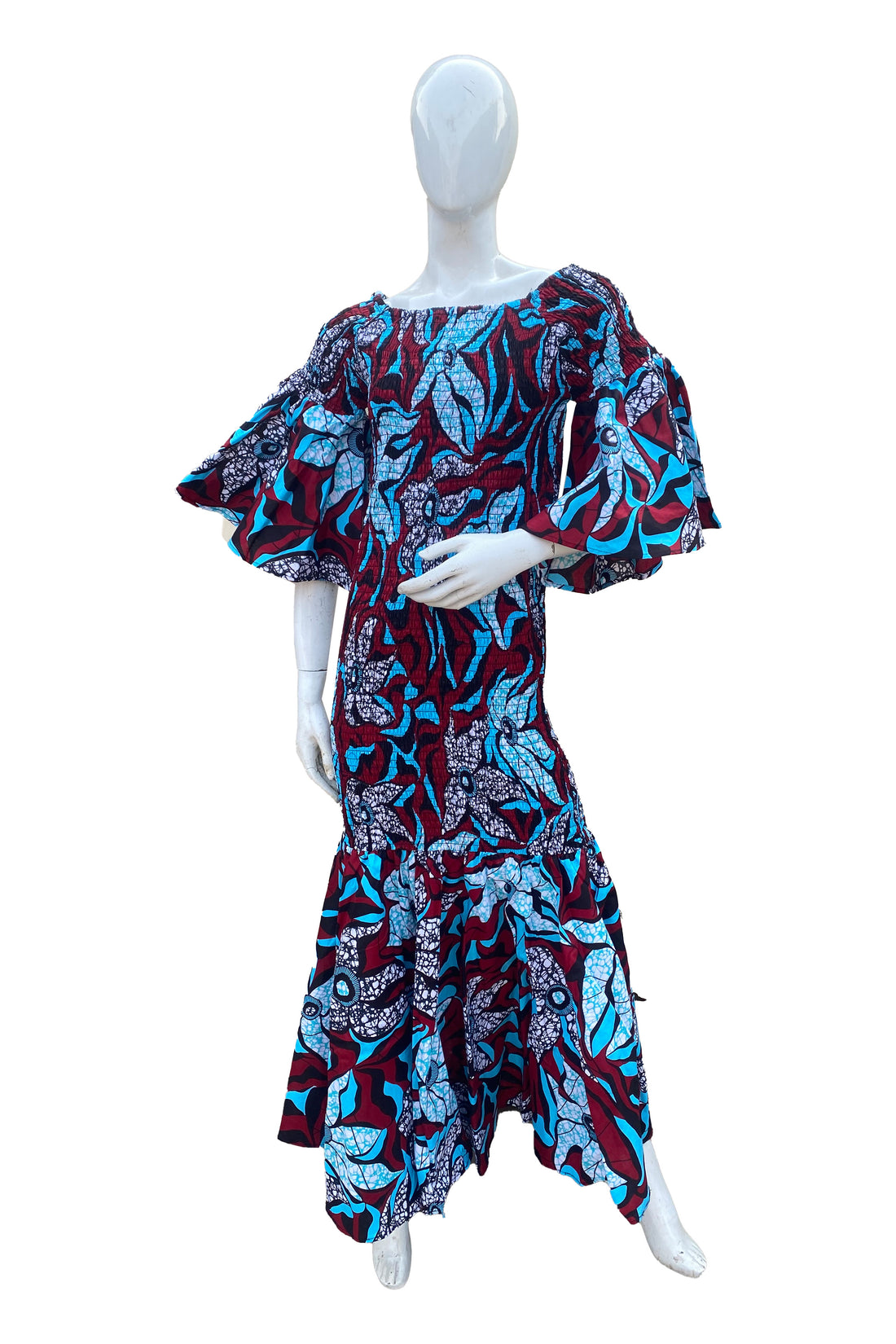 African Ankara Women Casual Long Smocked Mermaid/Fish Tail Dress