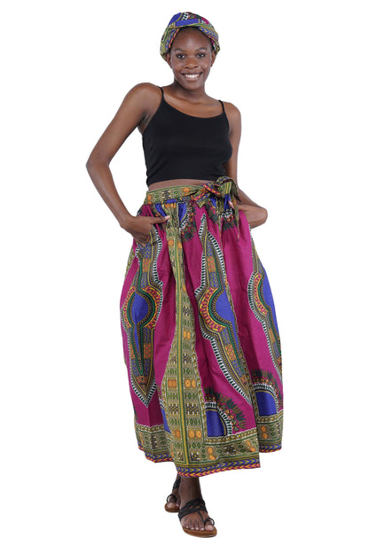 African Long Maxi Skirt With Handbag