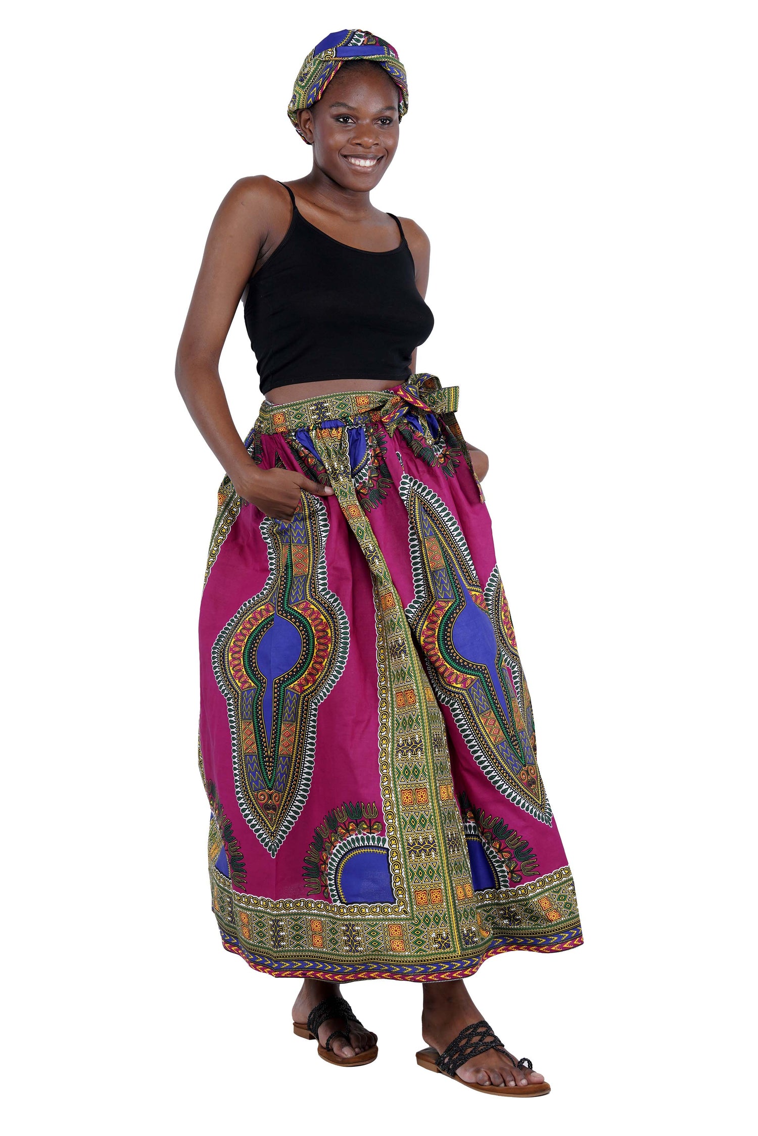 African Long Maxi Skirt With Handbag