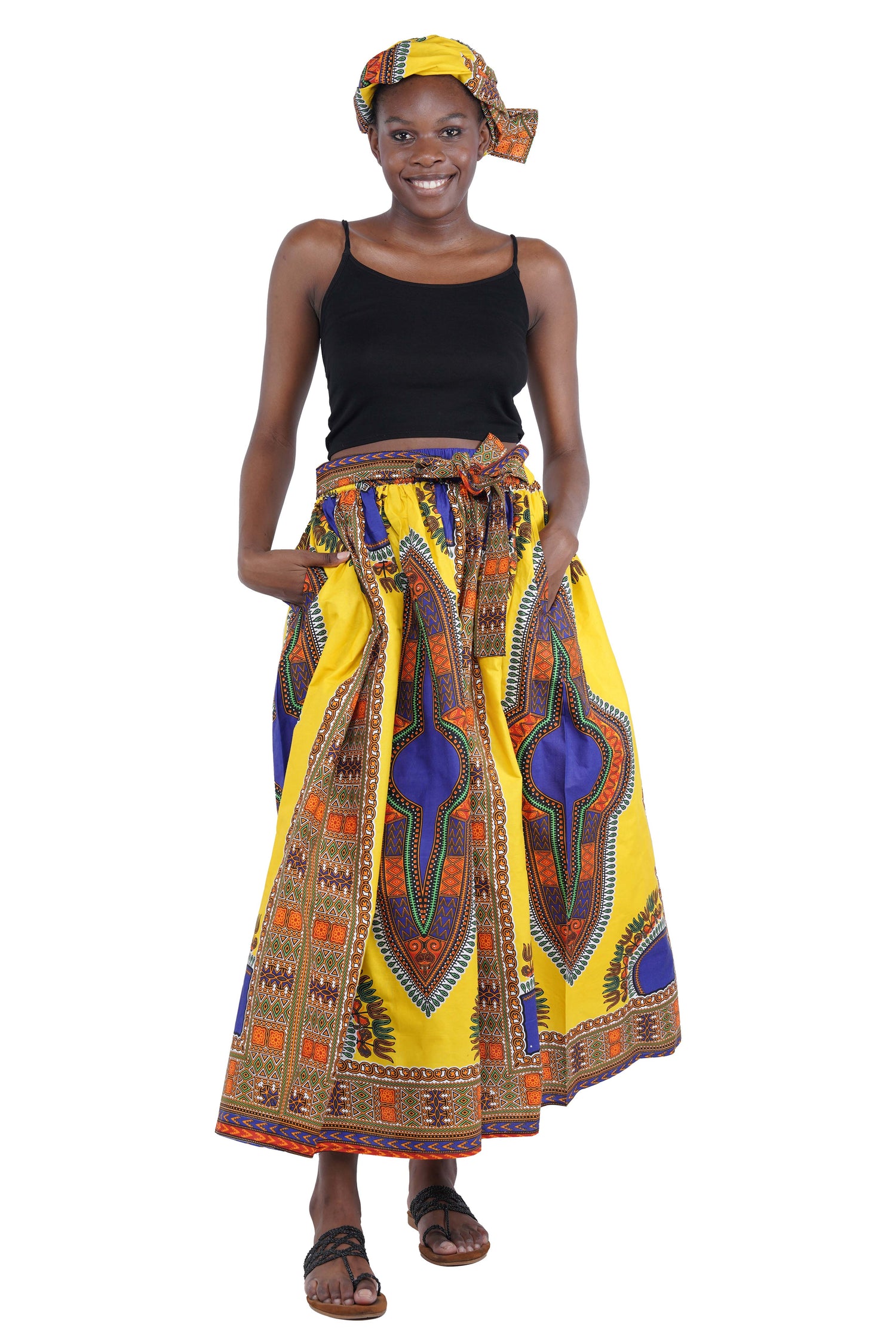 African Long Maxi Skirt With Handbag