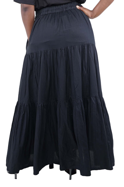 Black Long Maxi Tiered Skirt