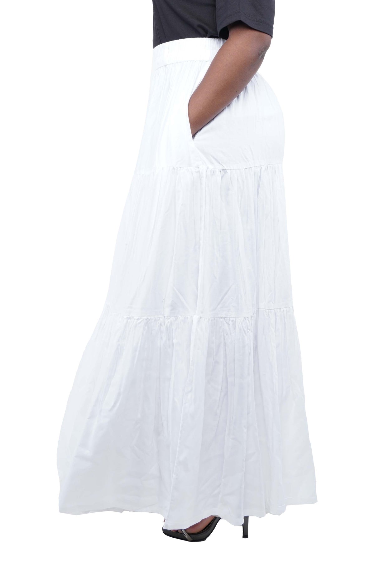 White Long Maxi Tiered Skirt