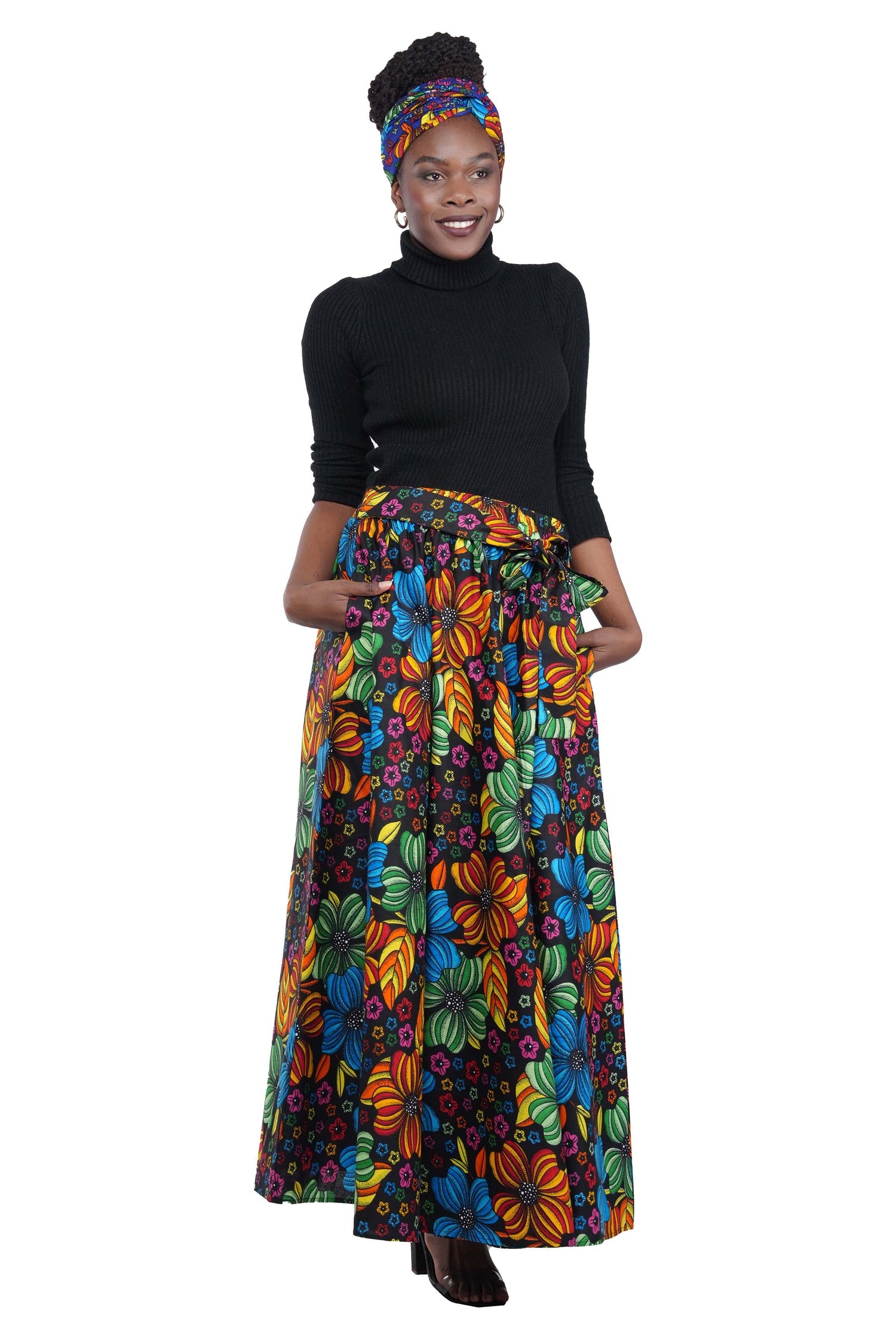 African Long Maxi Skirt With Handbag