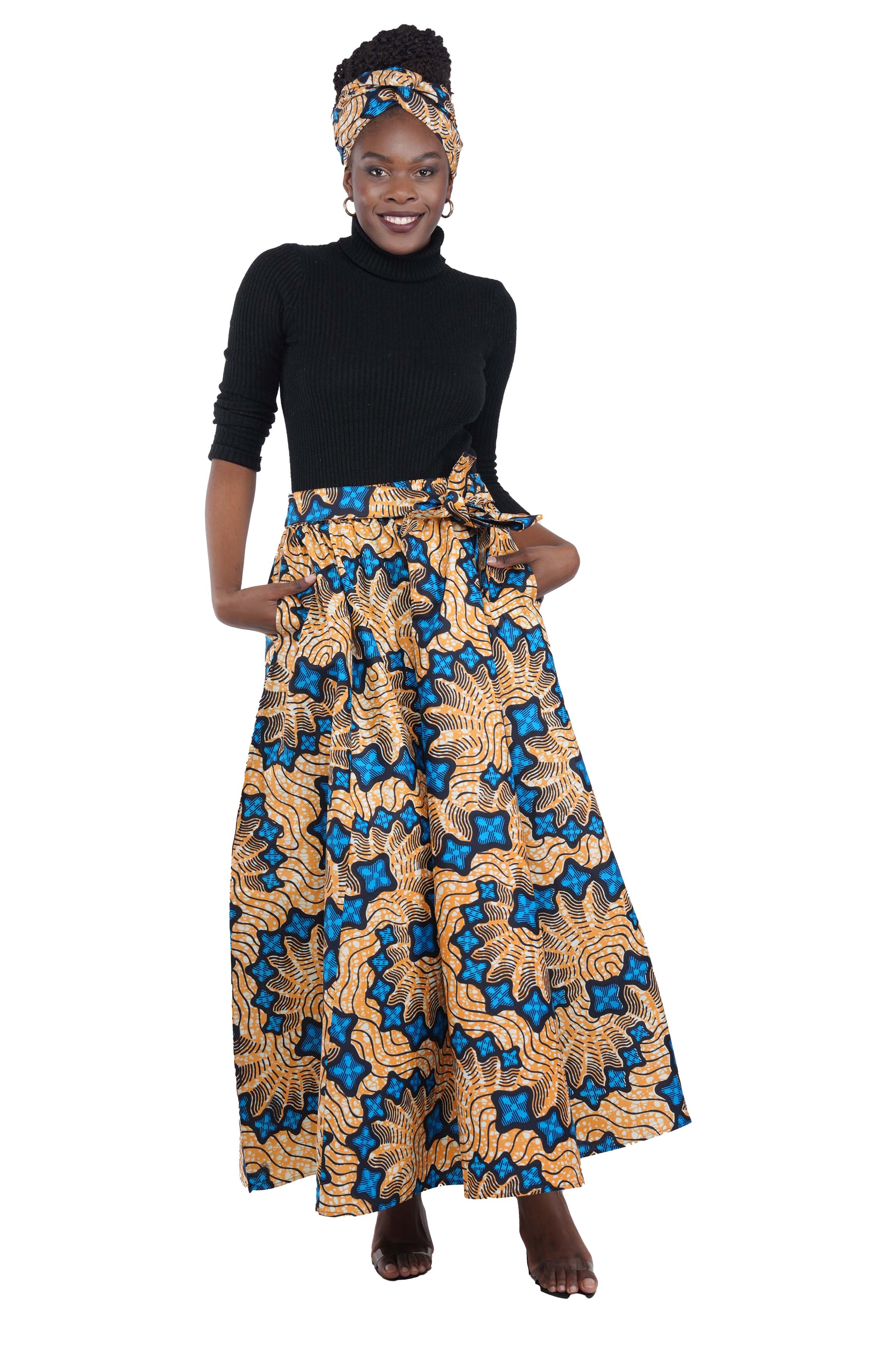 African Long Maxi Skirt With Handbag