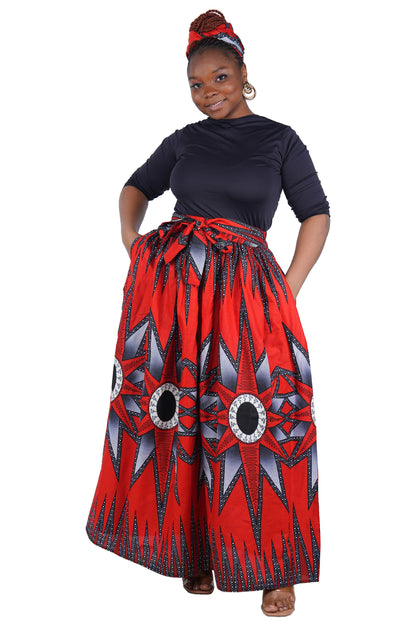 African Print Maxi Skirt for Women | Matching Headwrap | One Size