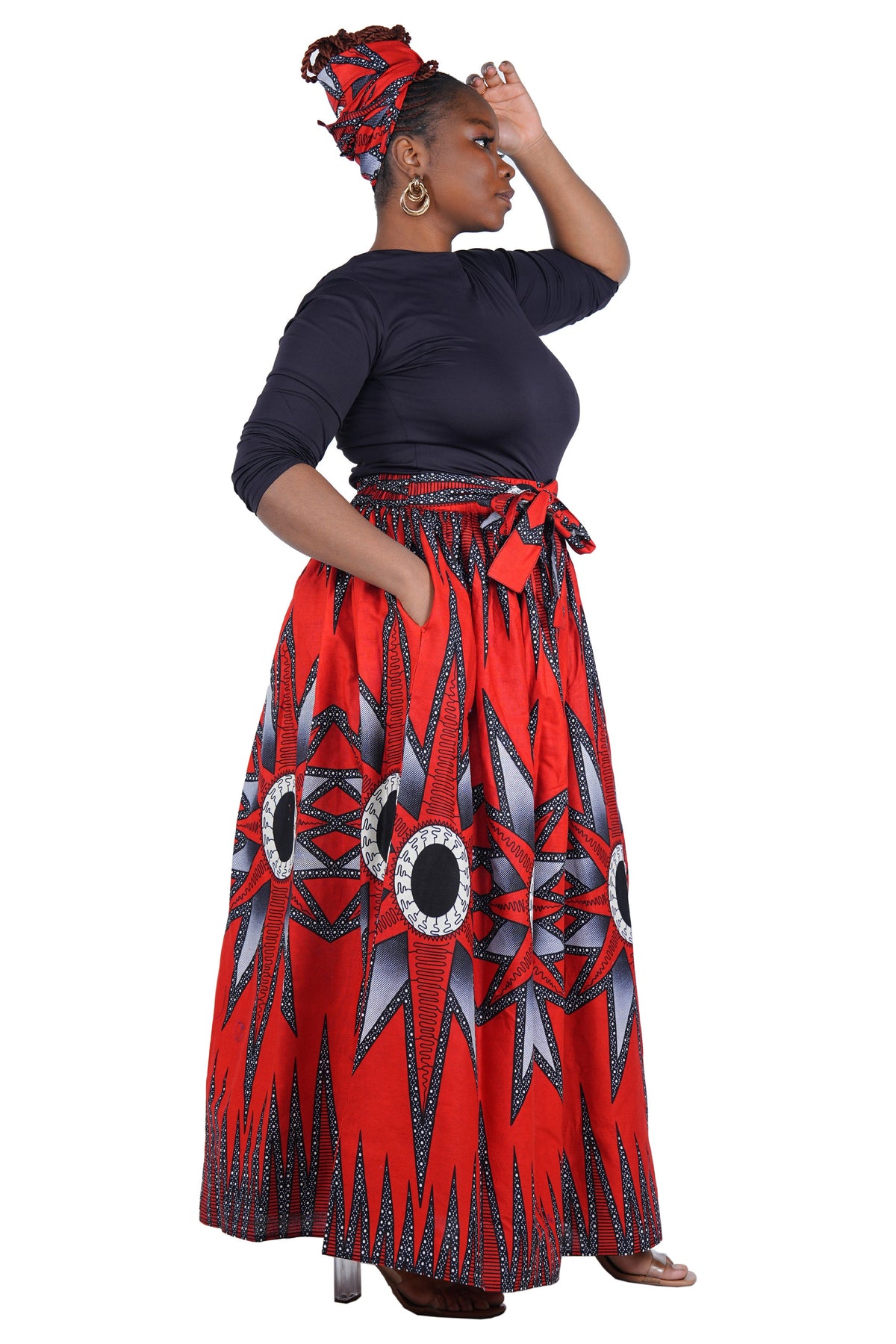 African Print Maxi Skirt for Women | Matching Headwrap | One Size