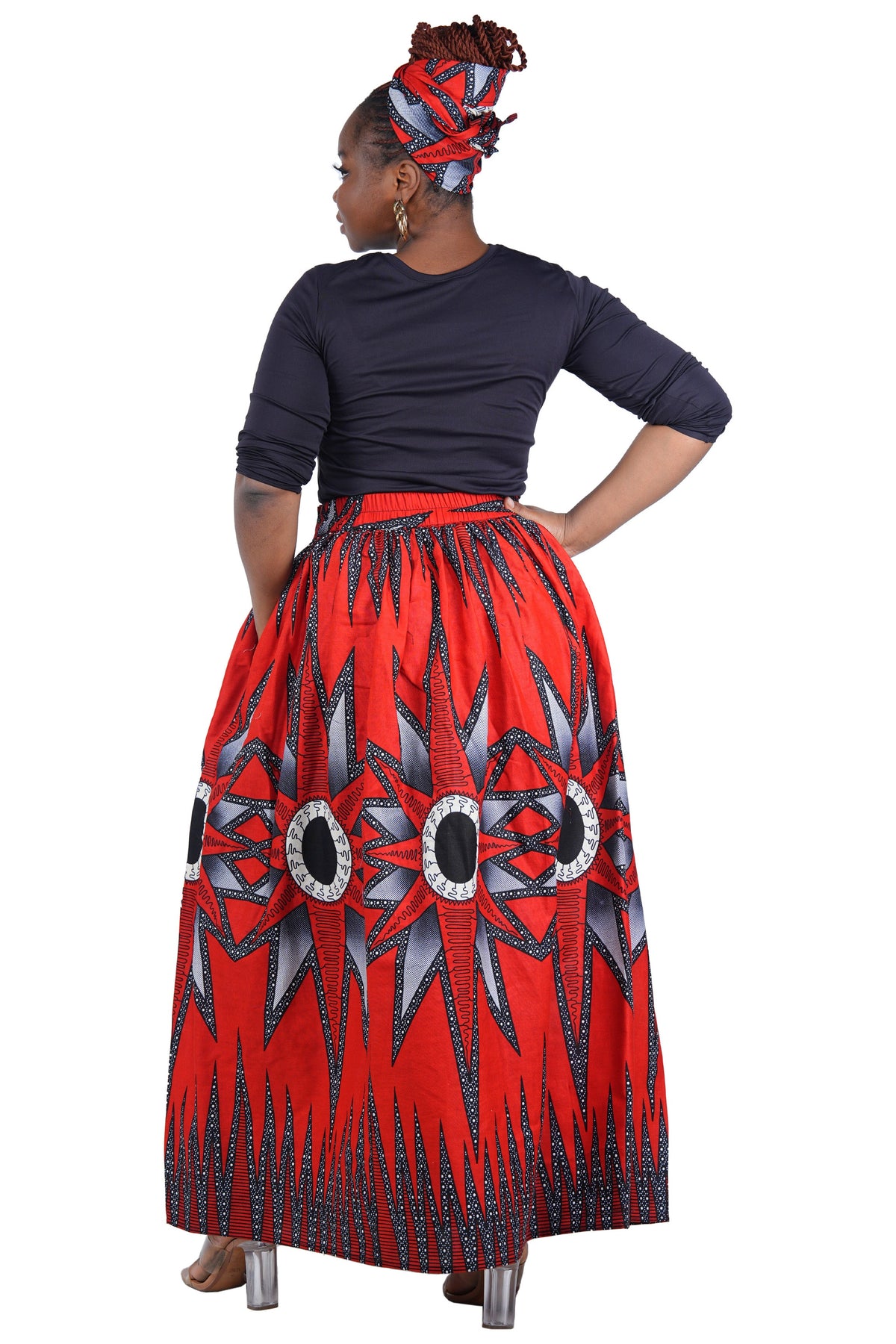 African Print Maxi Skirt for Women | Matching Headwrap | One Size