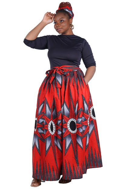 African Print Maxi Skirt for Women | Matching Headwrap | One Size