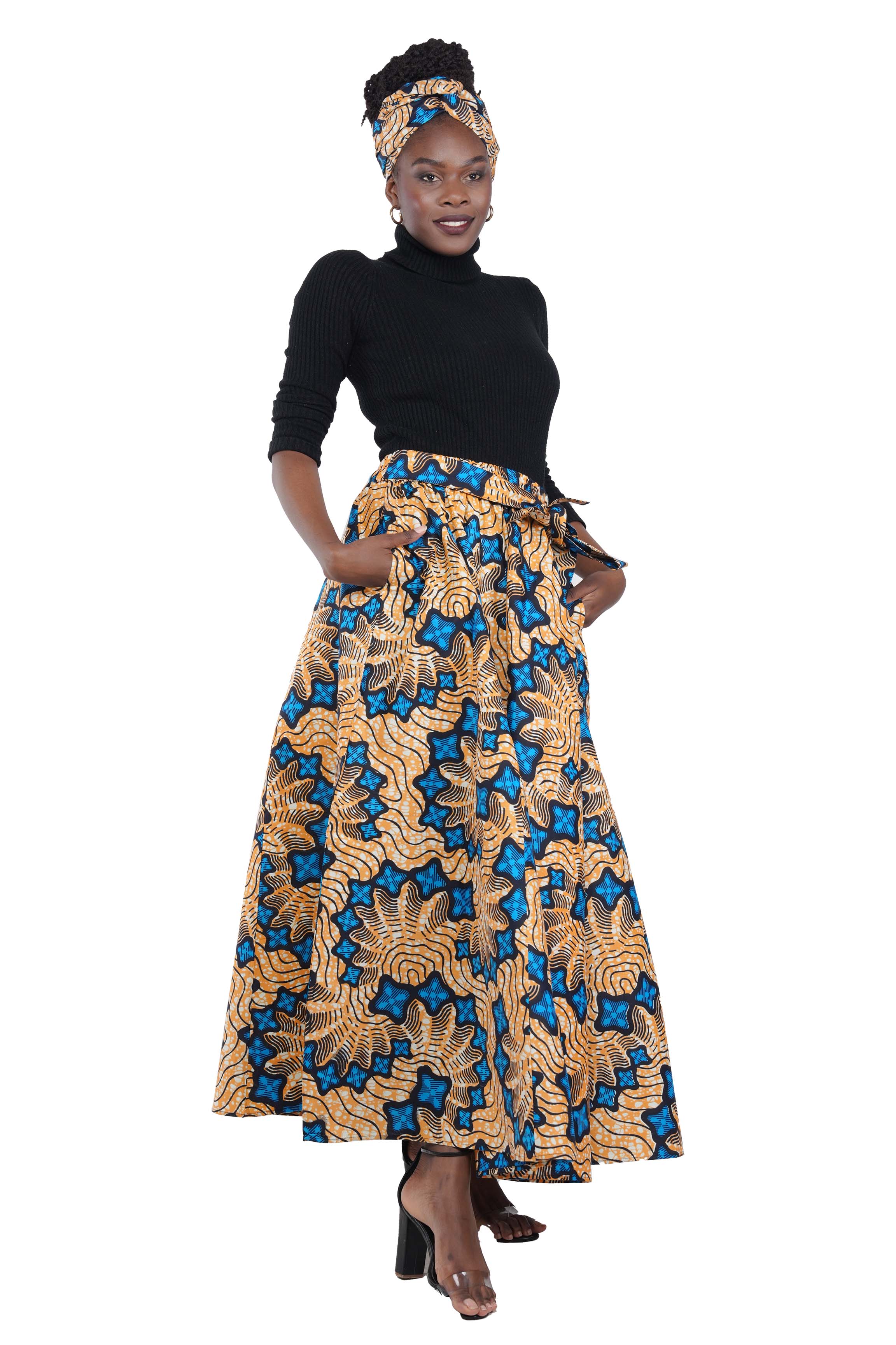 African Long Maxi Skirt With Handbag