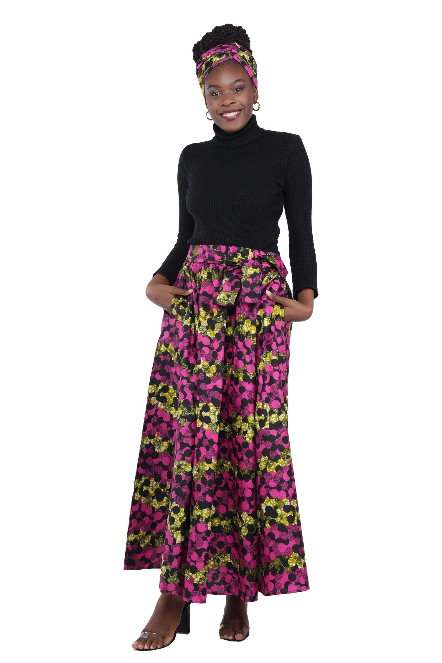 African Long Maxi Skirt With Handbag