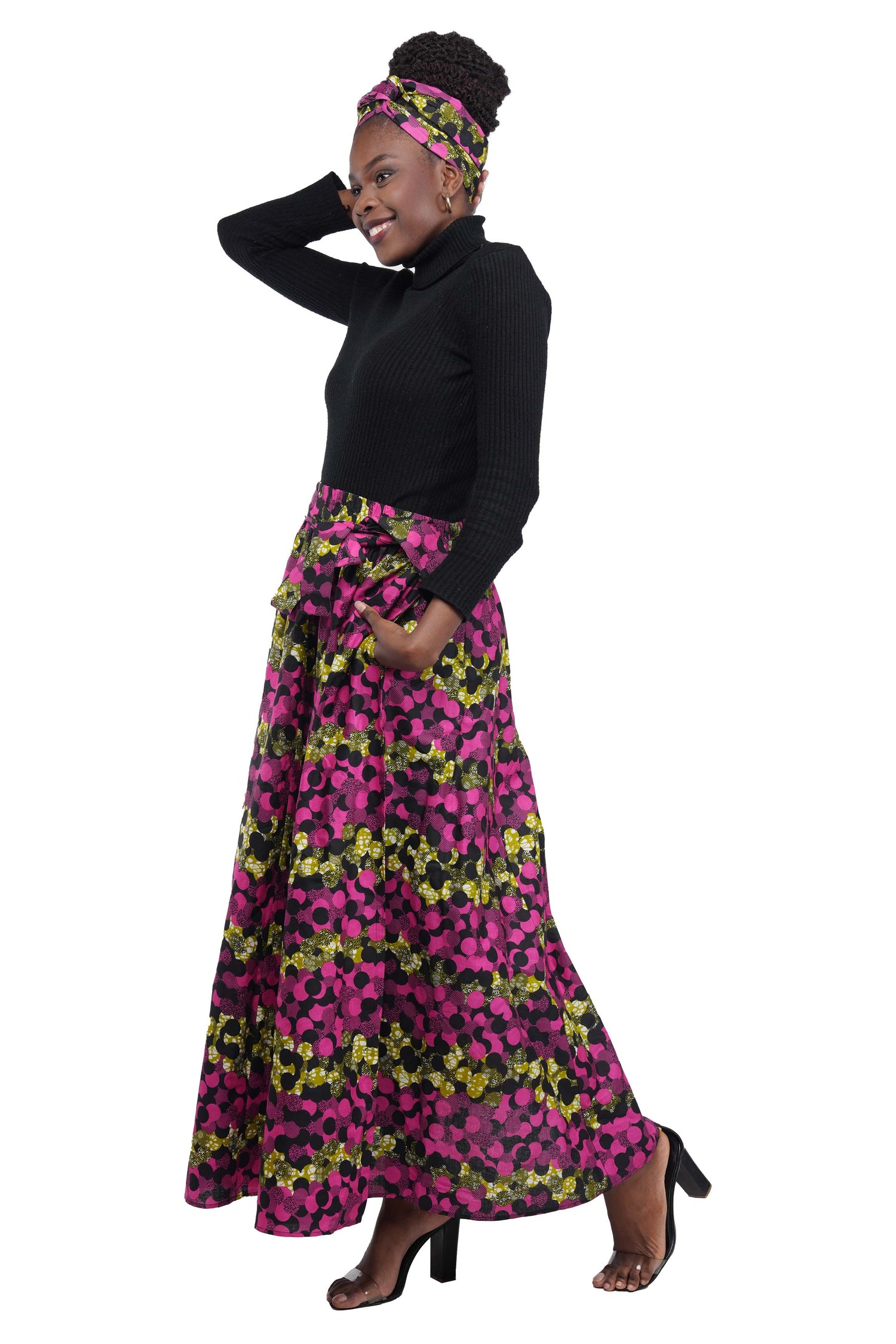 African Long Maxi Skirt With Handbag