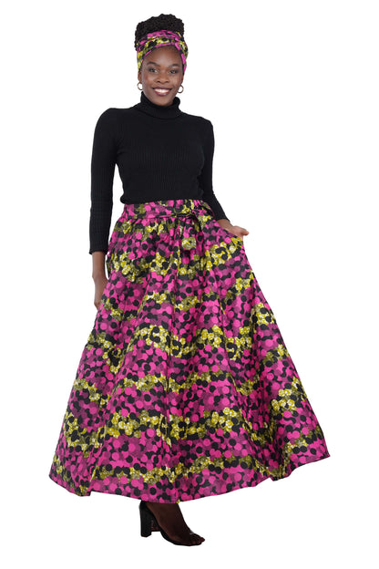 African Long Maxi Skirt With Handbag