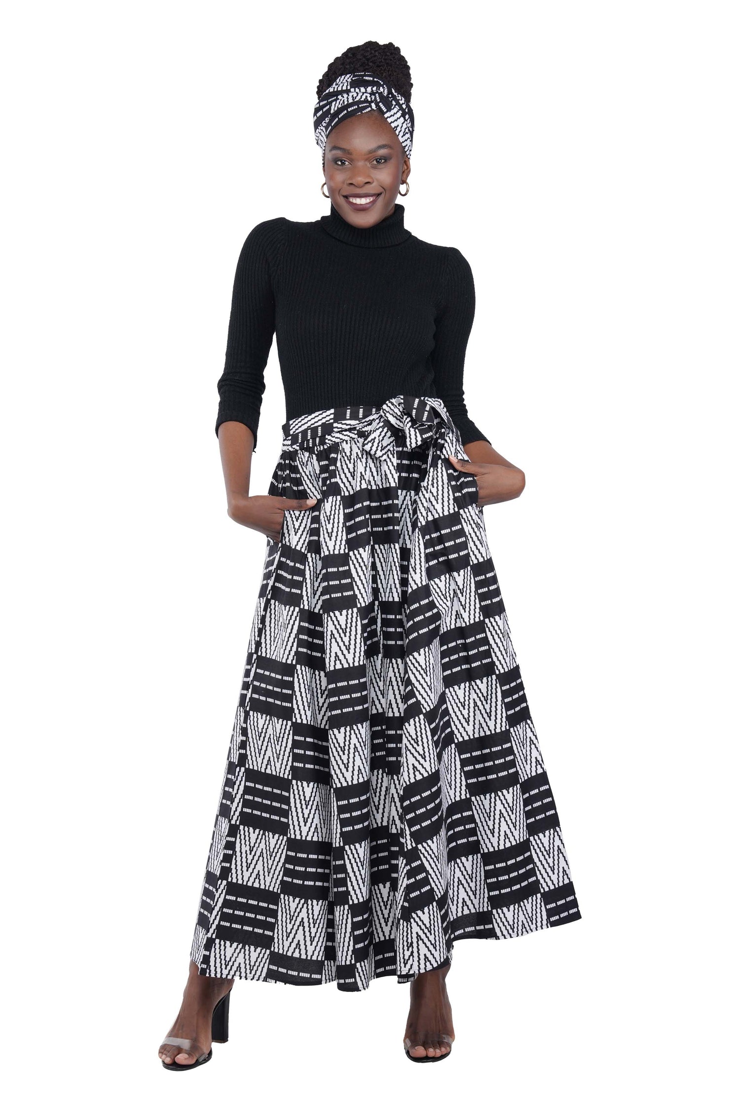 African Long Maxi Skirt With Handbag