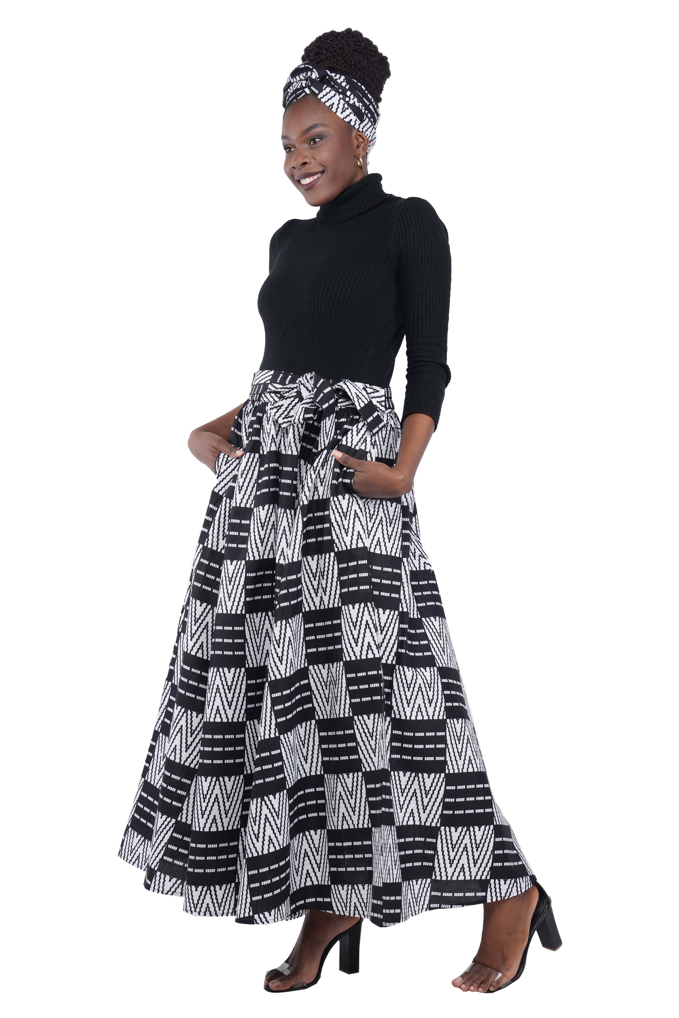 African Long Maxi Skirt With Handbag