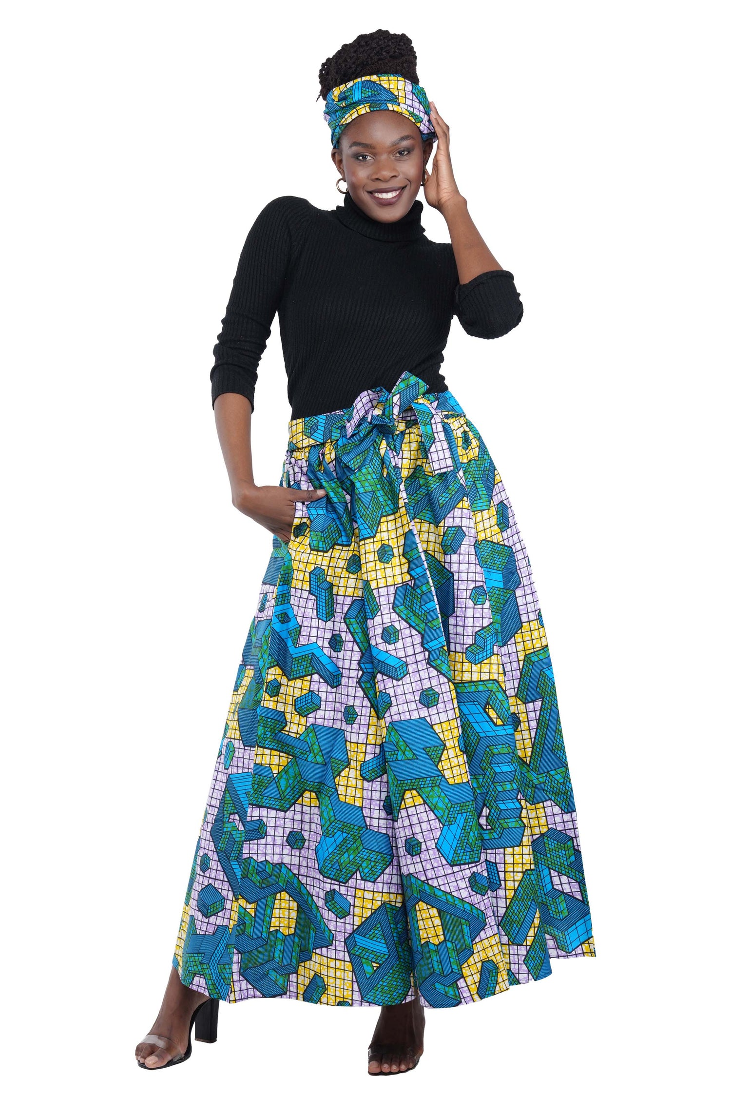 African Long Maxi Skirt With Handbag