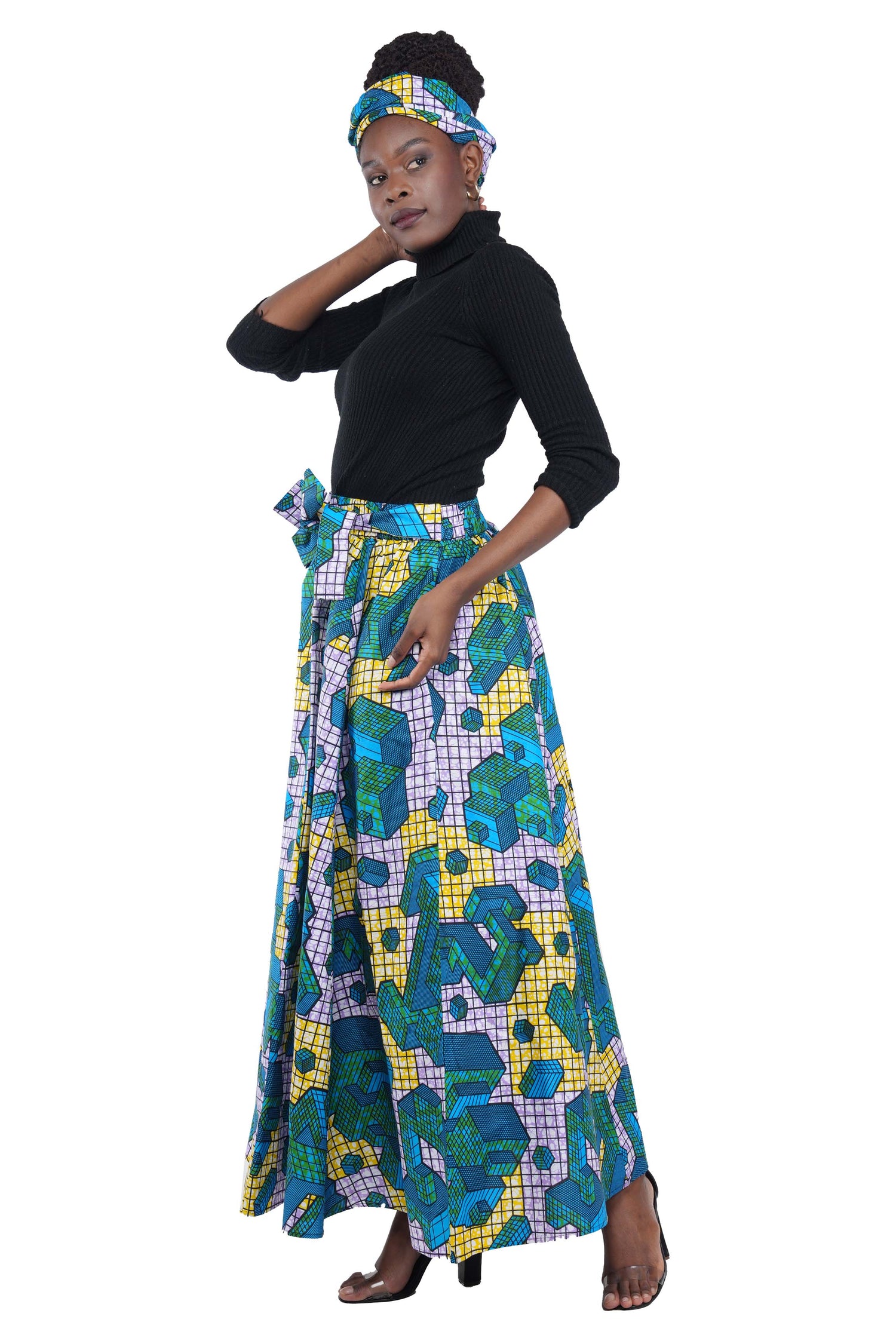 African Long Maxi Skirt With Handbag